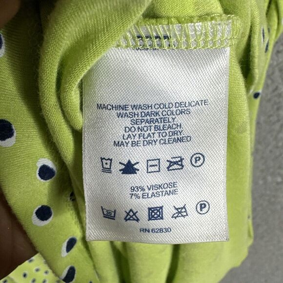 Lands End Dress Womens Jersey Knit Small 6-8 Surplice Faux Wrap Green Polka Dots - Picture 11 of 15